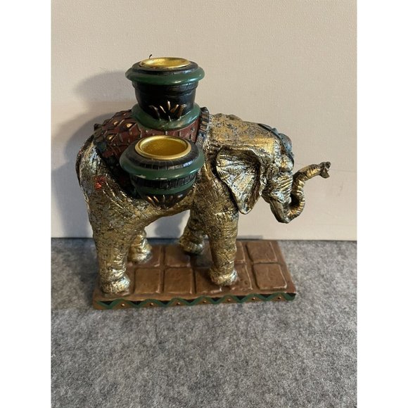Beautiful Gold Colored Elephant hold 3 candles CBK LTD  1998 #447 - Picture 2 of 5